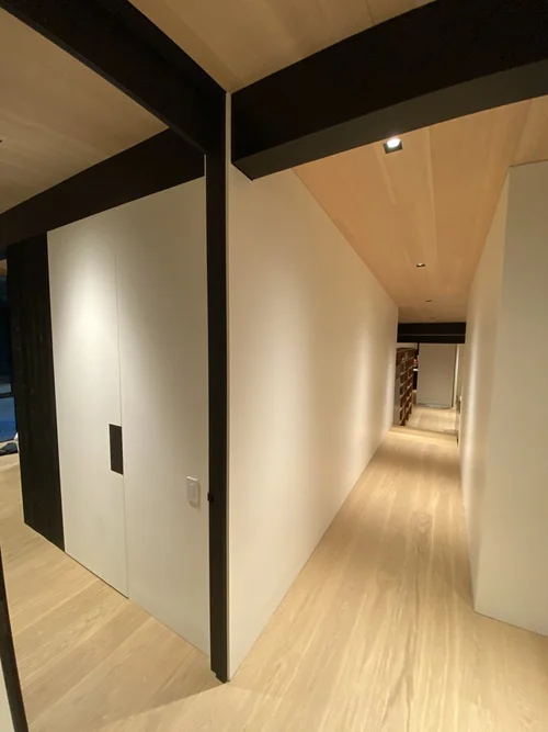 Stair-side wood detailing